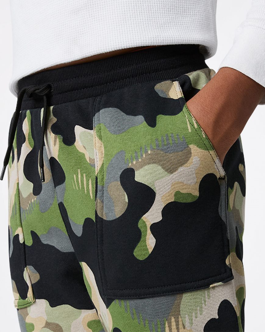 Calças Jogger Converse Camo Menino Verde Oliva | PT X08073P